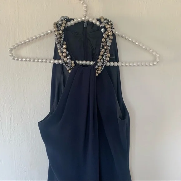 Carmen Marc Valvo Beaded-Neck Toga Dress - Picture 5 of 10